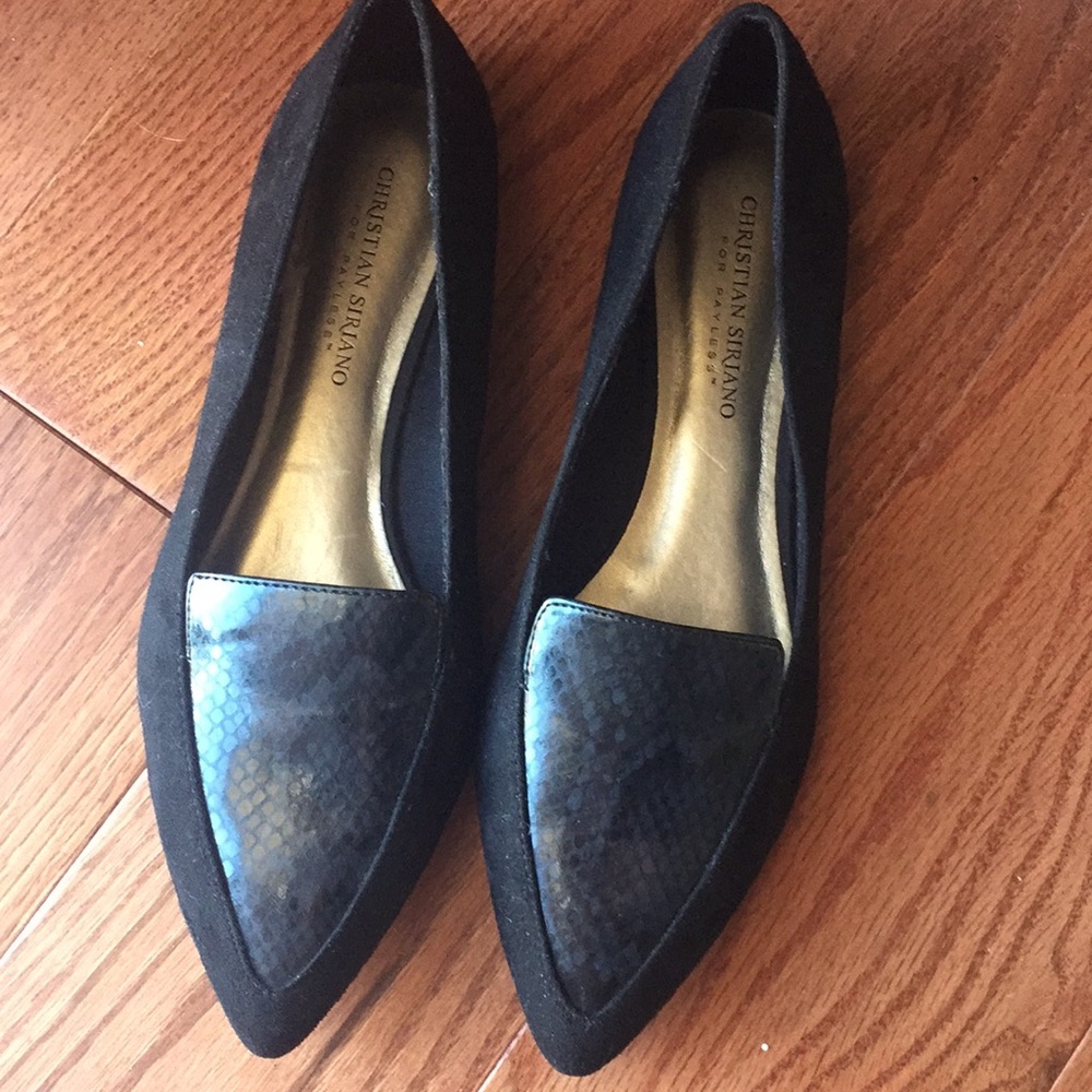 Black suede flats